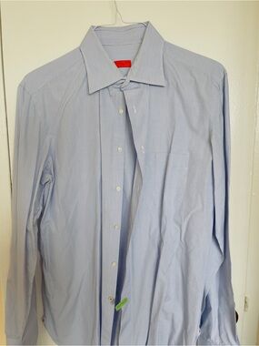 Isaia Light Blue Pinstripe Dress Shirt
